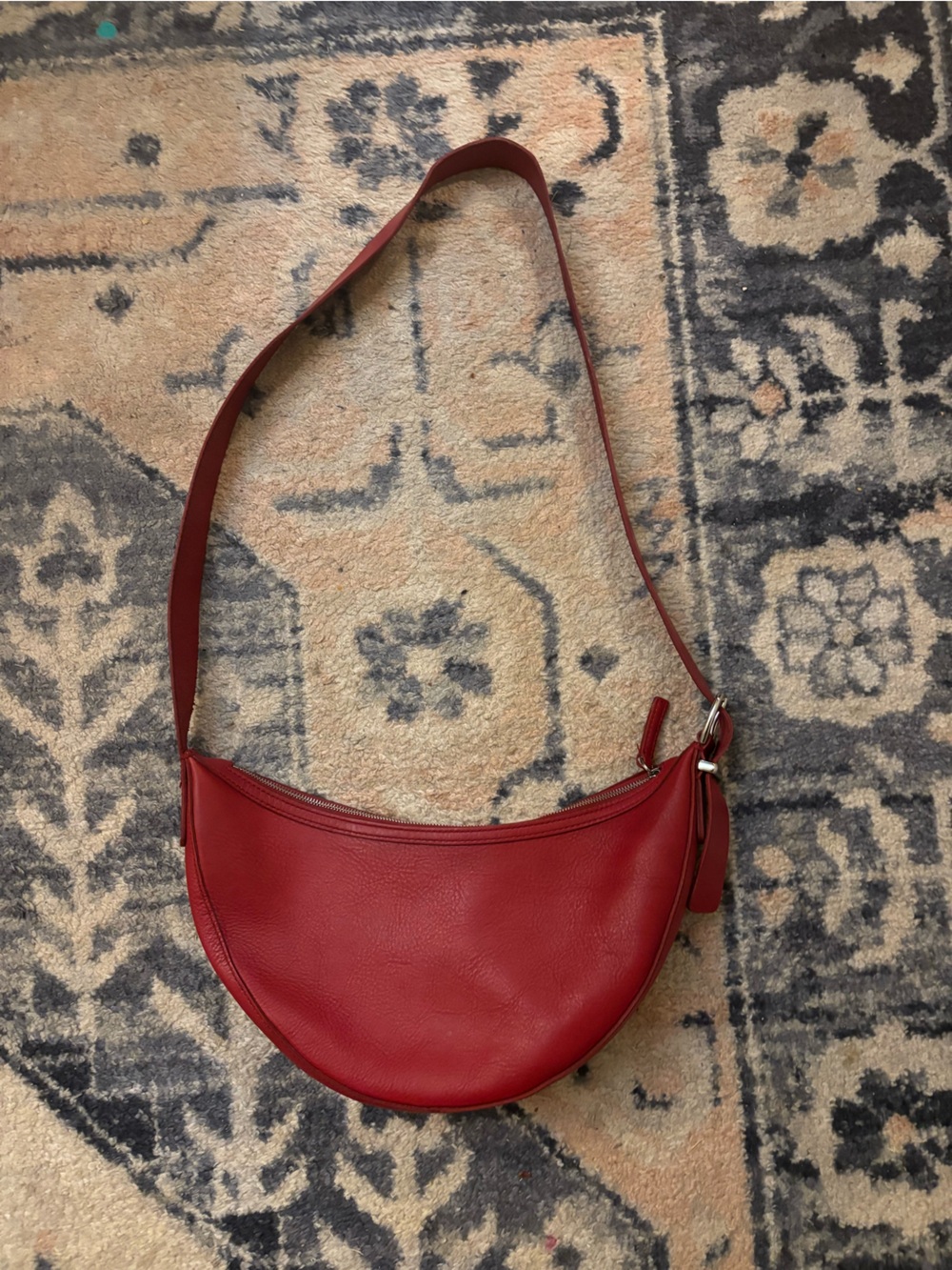 Madewell Red Leather Crescent Crossbody Bag